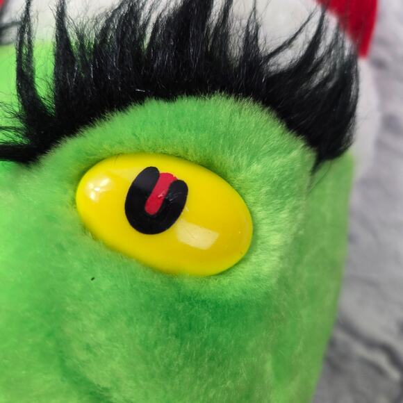 Vintage 1983 Coleco Dr Suess Santa Grinch Plush with Bushy Eyebrows Hard Eyes - Picture 7 of 16